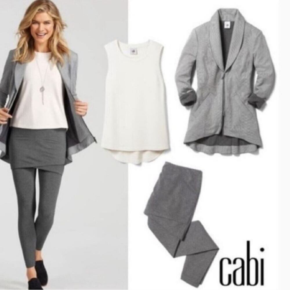 CAbi Women's 5300 Drop Off Gray Striped Zip Front Jersey Knit Jacket Size XS - Picture 9 of 9